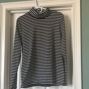 Navy  and White Striped Turtleneck Top
